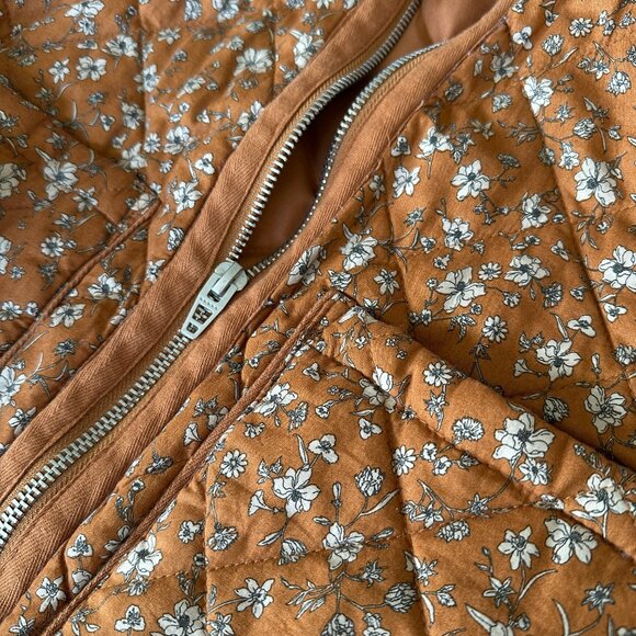 Brown Patch It Up Floral Quilted Bomber Patch Pockets - Picture 8 of 8